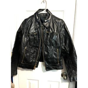 Vintage Black Leather Women's Jacket XS